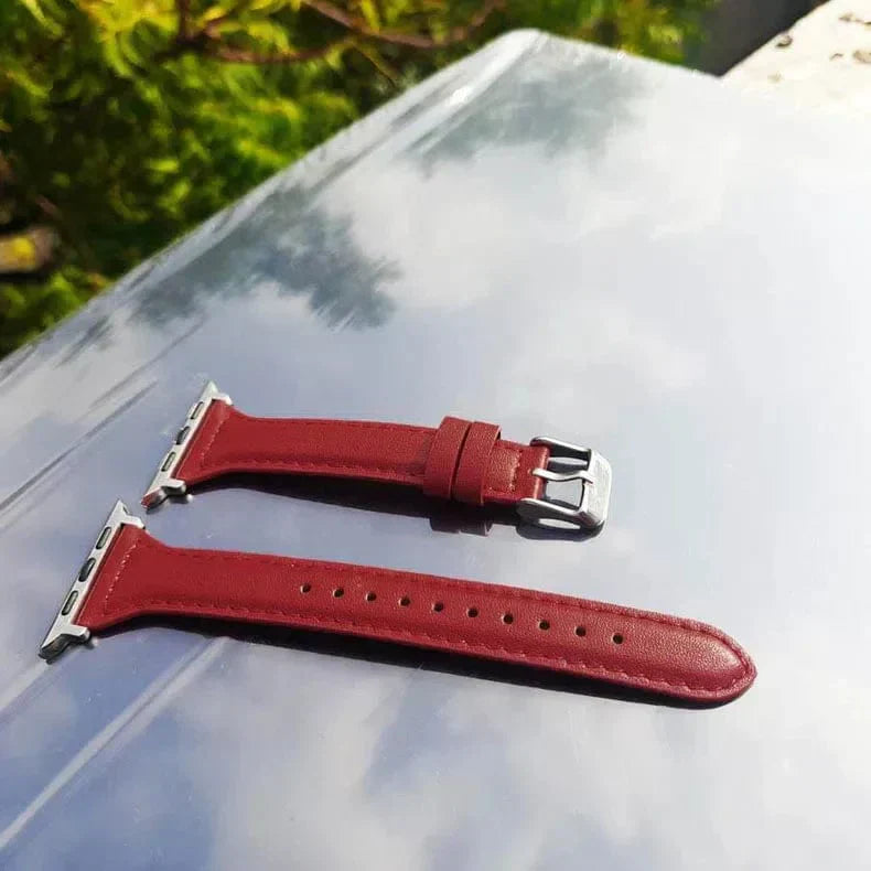 Slim Classic Leather Texture Band for Apple Watch 38 | 40 | 41 | 42mm S10 38 | 40 | 41 | 42mm S10 Red Straps & Bands