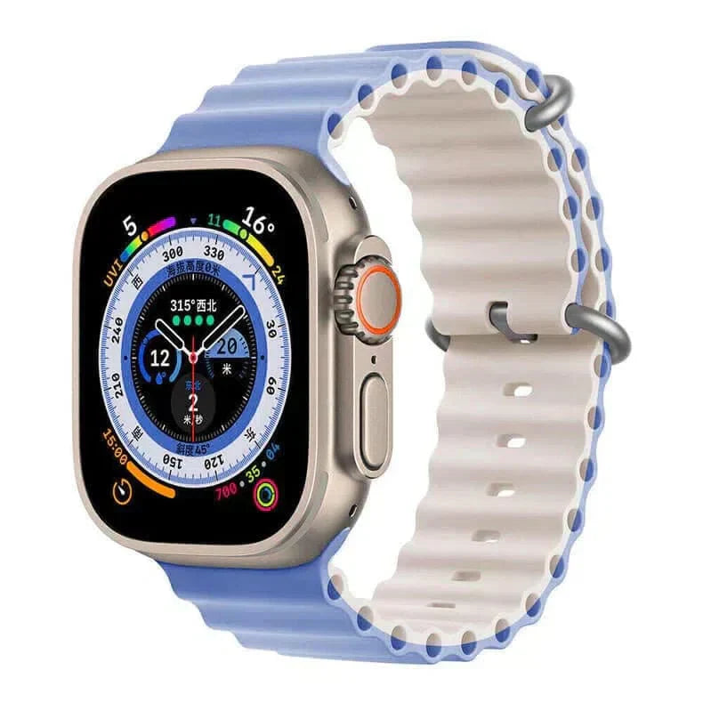 Dual Color Ocean Silicone Band for Apple Watch 42 | 44 | 45 | Ultra 49 | 46mm S10 42 | 44 | 45 | Ultra 49 | 46mm S10 Sierra Blue Cream Straps & Bands