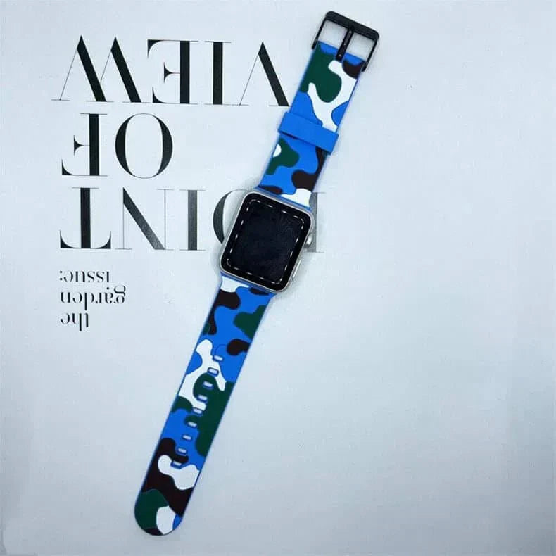 Camo Soft Silicone Band for Apple Watch 42 | 44 | 45 | Ultra 49 | 46mm S10 42 | 44 | 45 | Ultra 49 | 46mm S10 sky-blue Straps & Bands