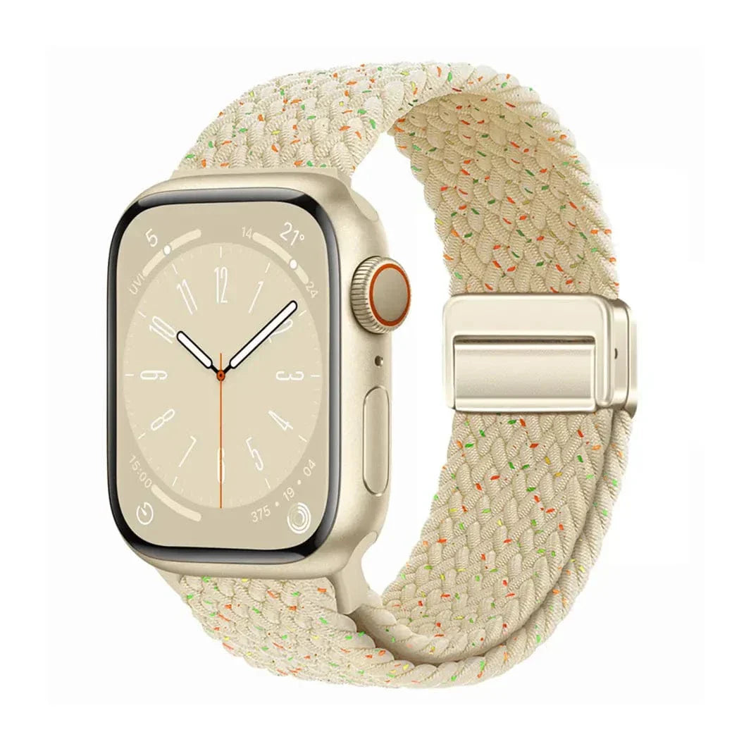 Braided Adjuctable Magnetic Buckle Band for Apple Watch 38 | 40 | 41 | 42mm S10 38 | 40 | 41 | 42mm S10 cream Straps & Bands
