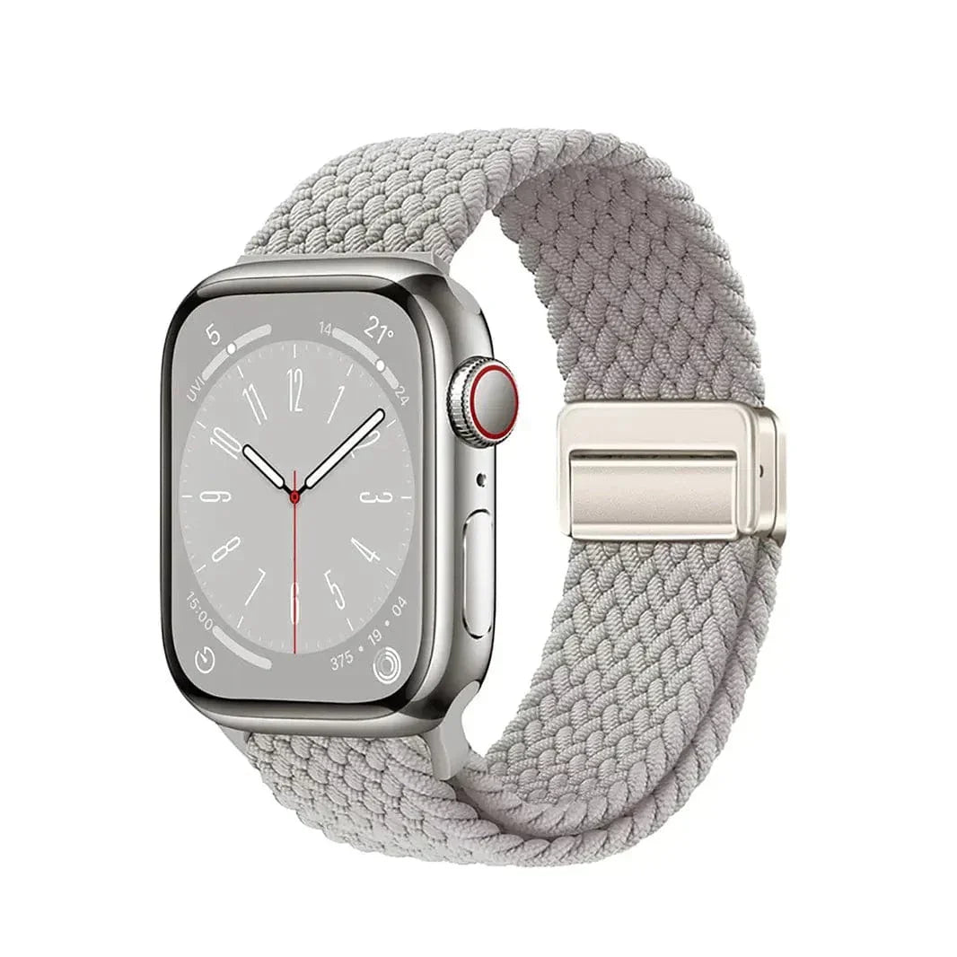 Braided Adjuctable Magnetic Buckle Band for Apple Watch 42 | 44 | 45 | Ultra 49 | 46mm S10 42 | 44 | 45 | Ultra 49 | 46mm S10 Light Grey Solid Straps & Bands