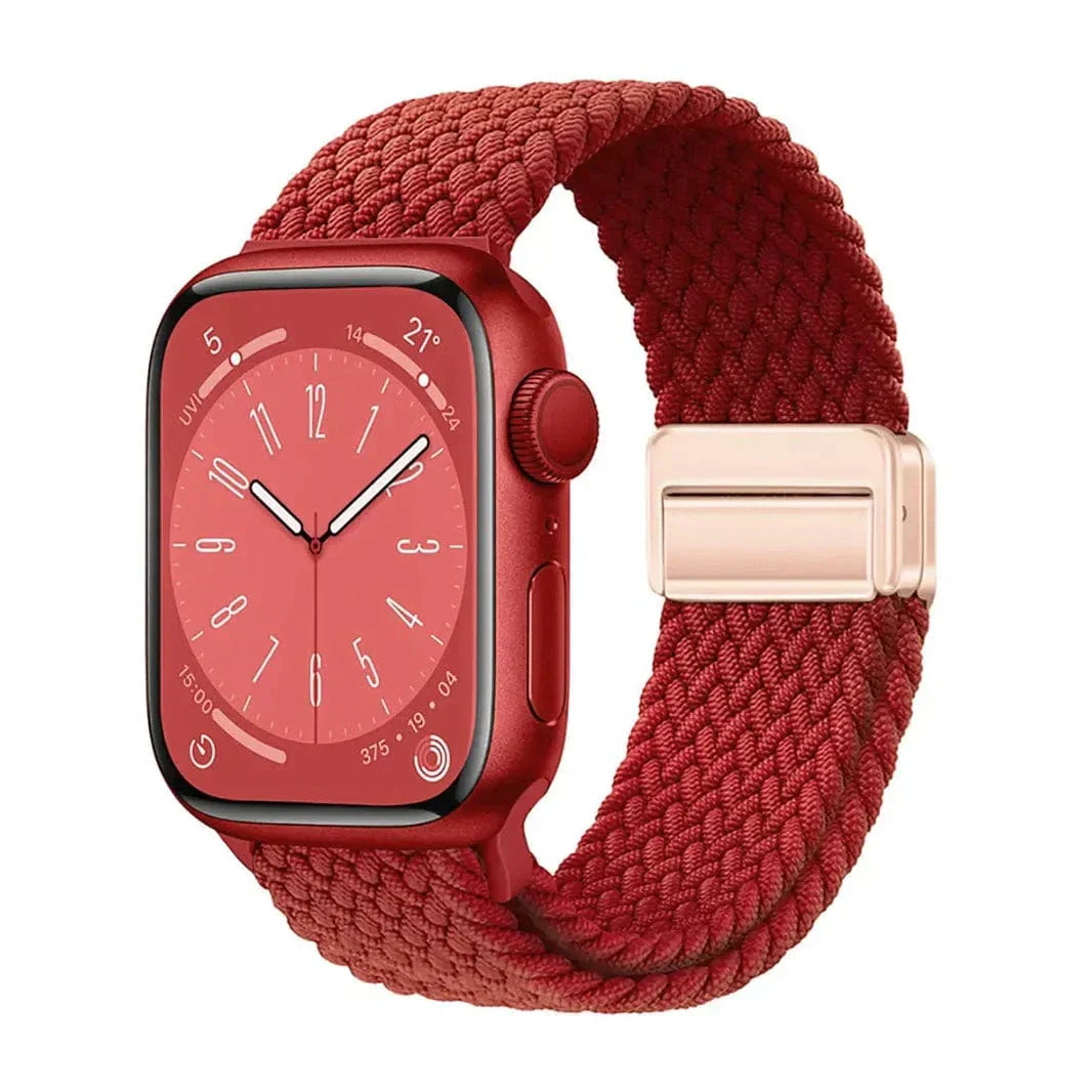 Braided Adjuctable Magnetic Buckle Band for Apple Watch 42 | 44 | 45 | Ultra 49 | 46mm S10 42 | 44 | 45 | Ultra 49 | 46mm S10 Red Solid Straps & Bands