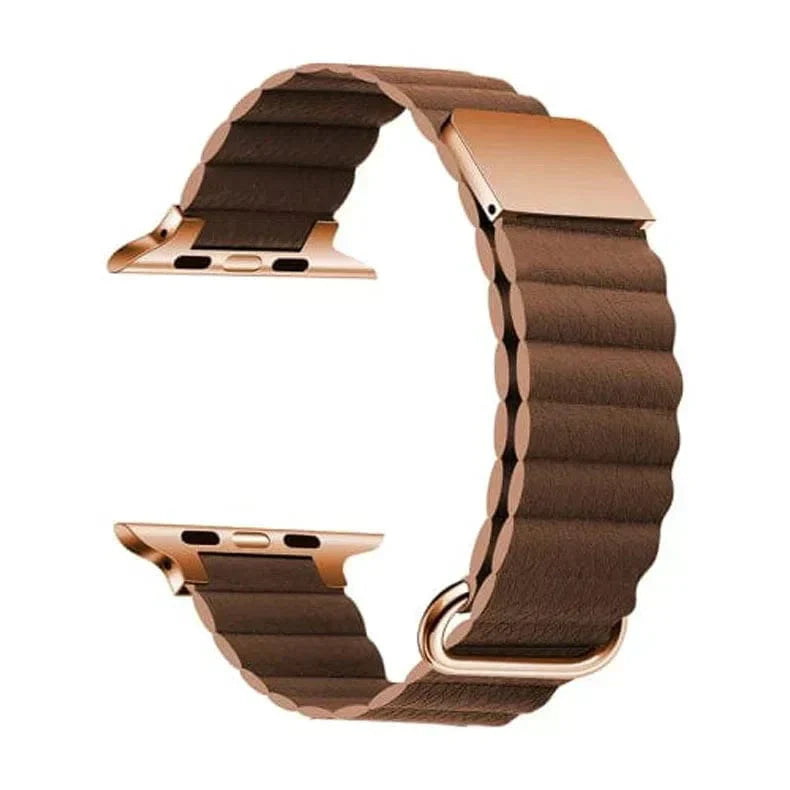 Magnetic Leather Texture Band for Apple Watch 42 | 44 | 45 | Ultra 49 | 46mm S10 42 | 44 | 45 | Ultra 49 | 46mm S10 Tan Brown Straps & Bands