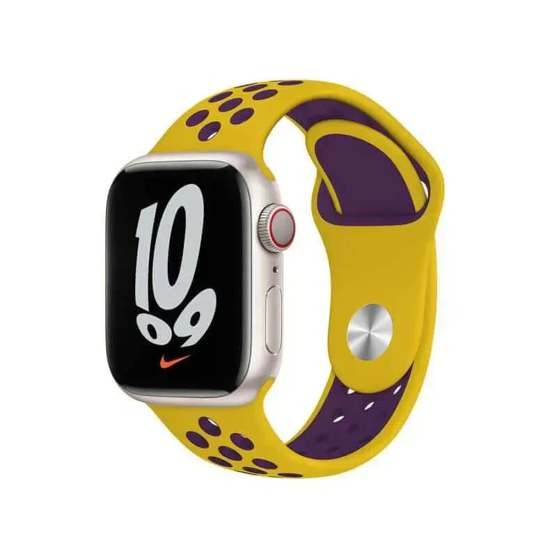 Nike Silicone Band for Apple Watch 42 | 44 | 45 | Ultra 49 | 46mm S10 42 | 44 | 45 | Ultra 49 | 46mm S10 Turmaric Yellow Deep Purple Straps & Bands