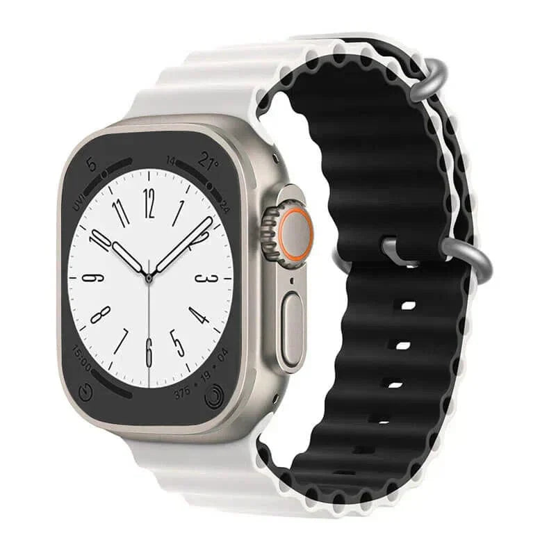 Dual Color Ocean Silicone Band for Apple Watch 42 | 44 | 45 | Ultra 49 | 46mm S10 42 | 44 | 45 | Ultra 49 | 46mm S10 White Black Straps & Bands