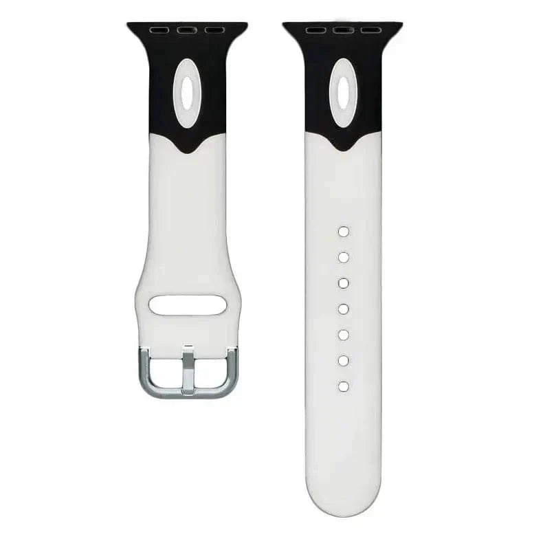 Dual Color Silicone Sport Band for Apple Watch 42 | 44 | 45 | Ultra 49 | 46mm S10 42 | 44 | 45 | Ultra 49 | 46mm S10 white-black Straps & Bands