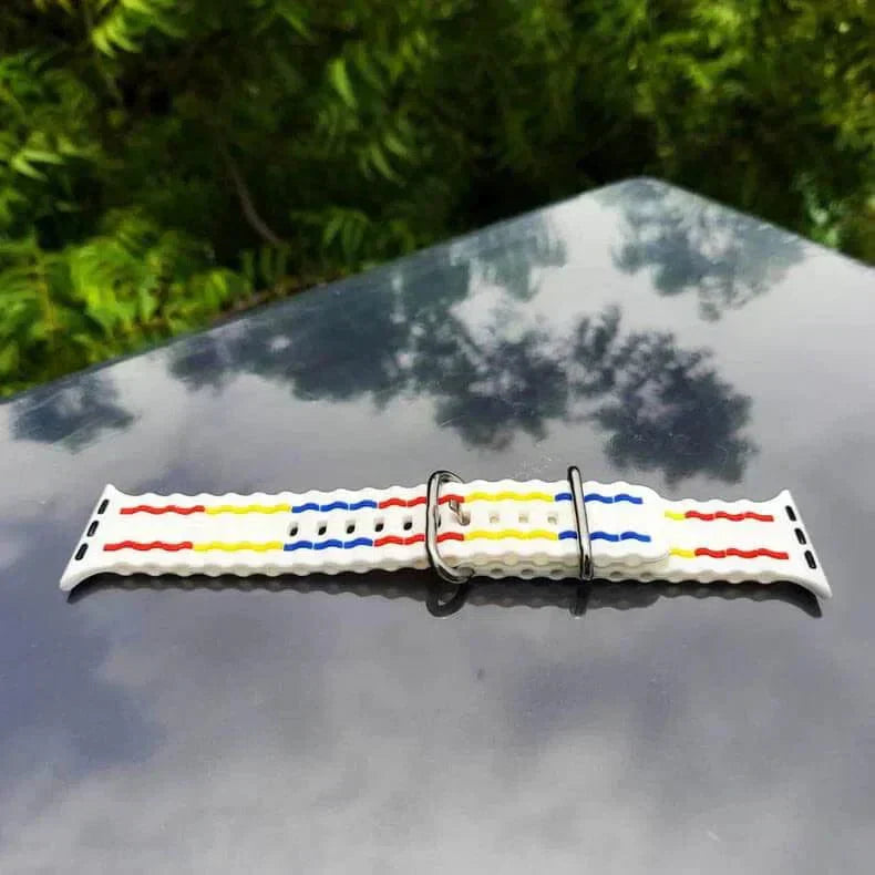 Ocean Silicone Sport Soft Band for Apple Watch 42 | 44 | 45 | Ultra 49 | 46mm S10 42 | 44 | 45 | Ultra 49 | 46mm S10 White Multicolor Straps & Bands