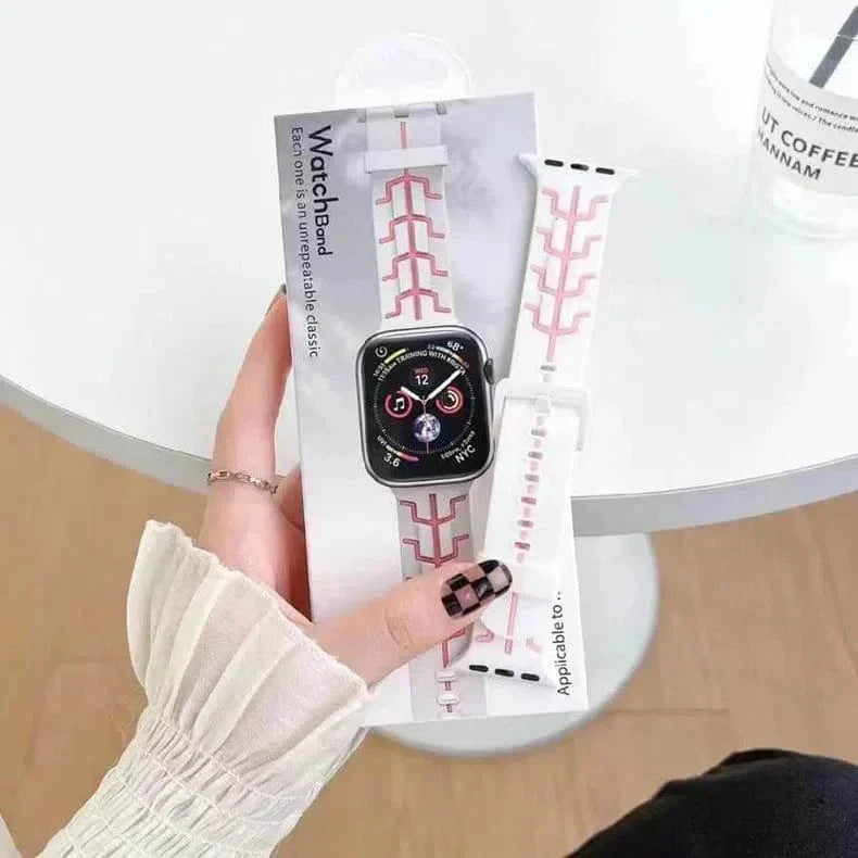 Tron Silicone Sport Band for Apple Watch 42 | 44 | 45 | Ultra 49 | 46mm S10 42 | 44 | 45 | Ultra 49 | 46mm S10 white-pink Straps & Bands