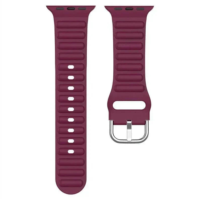Ocean Ripple Silicone Soft Band for Apple Watch 42 | 44 | 45 | Ultra 49 | 46mm S10 42 | 44 | 45 | Ultra 49 | 46mm S10 wine-red Straps & Bands
