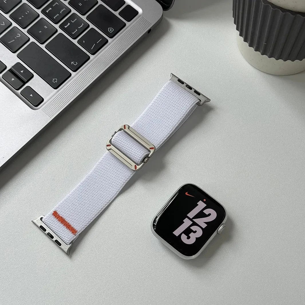 Nylon Stretchy Adjustable Elastic Woven Straps for Apple Watch 38 | 40 | 41 | 42mm S10 38 | 40 | 41 | 42mm S10 white Straps & Bands