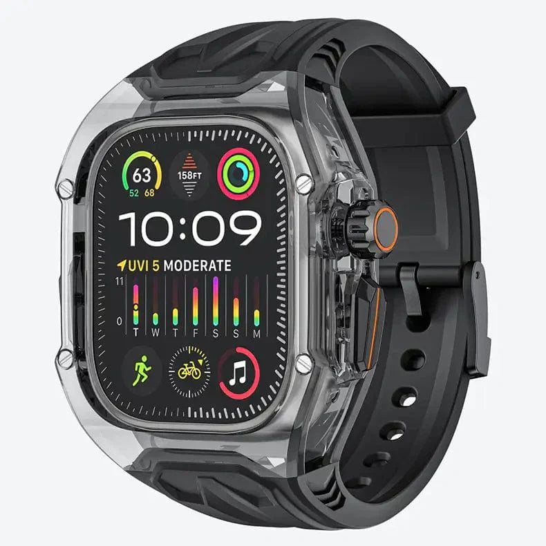 Silicone Watch Band with Protective Rugged Hard Cover for Apple Watch Ultra 49mm Ultra 49mm black-smoke Straps & Bands