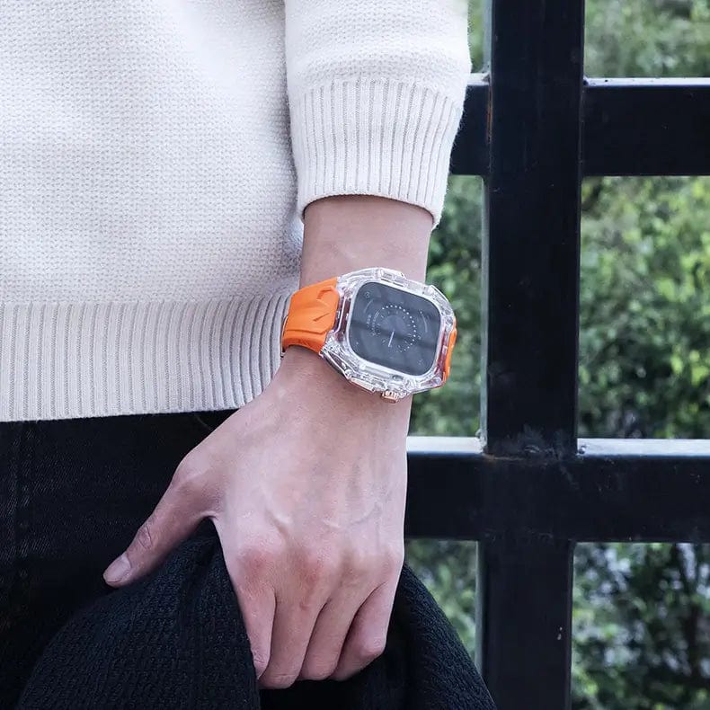 Silicone Watch Band with Protective Rugged Hard Cover for Apple Watch Ultra 49mm Straps & Bands