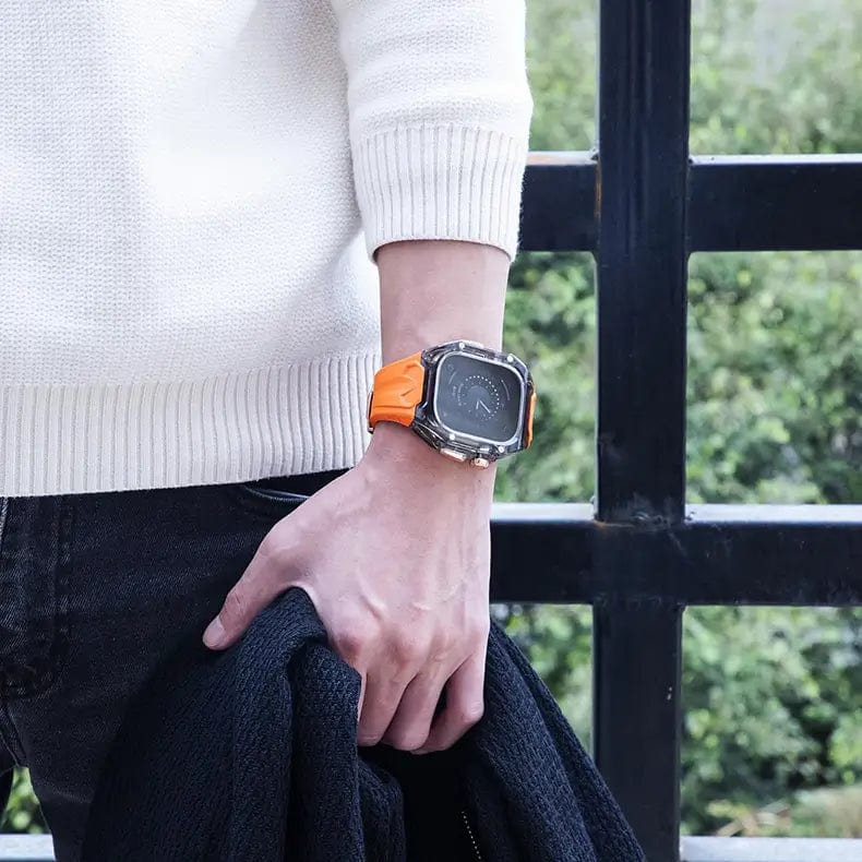 Silicone Watch Band with Protective Rugged Hard Cover for Apple Watch Ultra 49mm Straps & Bands