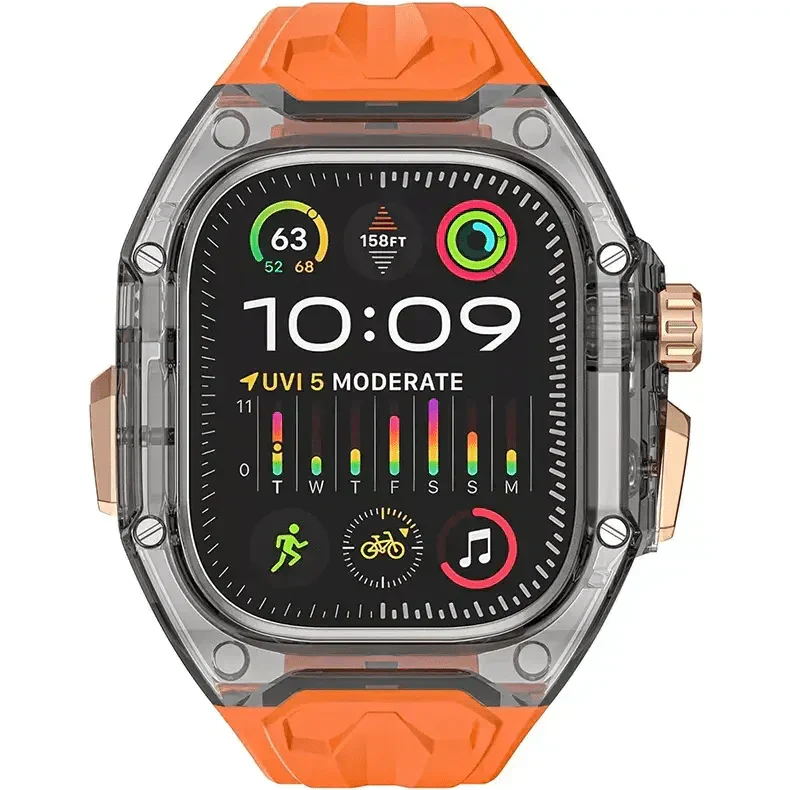 Silicone Watch Band with Protective Rugged Hard Cover for Apple Watch Ultra 49mm Straps & Bands