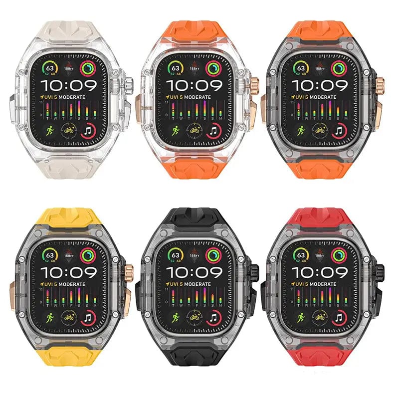 Silicone Watch Band with Protective Rugged Hard Cover for Apple Watch Ultra 49mm Straps & Bands
