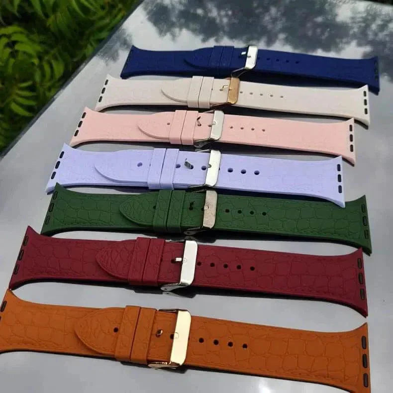 Crocodile Texture Silicone Soft Band for Apple Watch 42 | 44 | 45 | Ultra 49 | 46mm S10 Straps & Bands