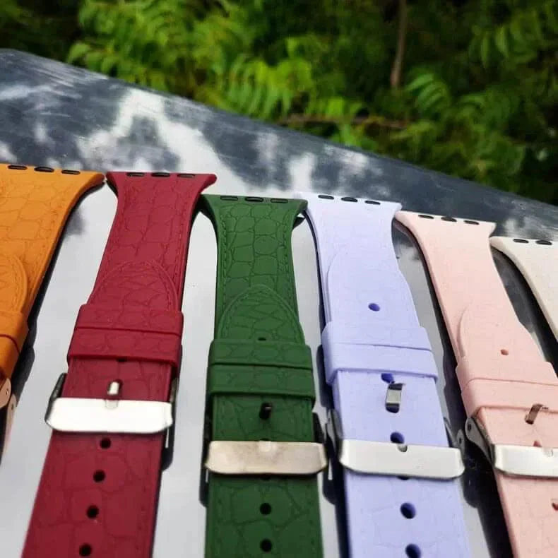 Crocodile Texture Silicone Soft Band for Apple Watch 42 | 44 | 45 | Ultra 49 | 46mm S10 Straps & Bands