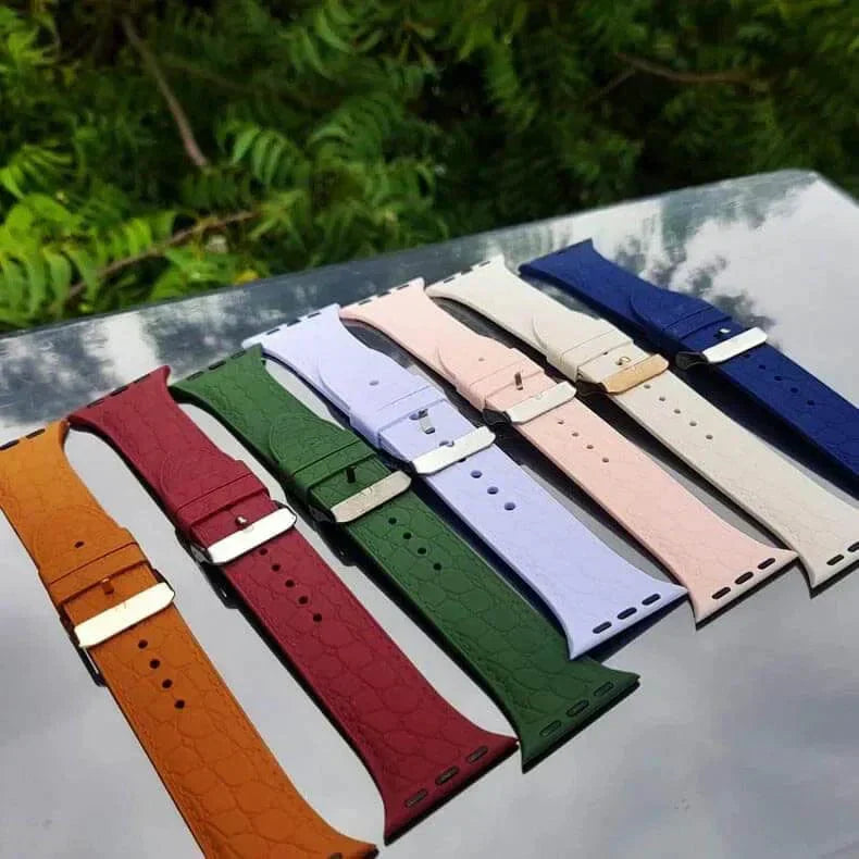 Crocodile Texture Silicone Soft Band for Apple Watch 42 | 44 | 45 | Ultra 49 | 46mm S10 Straps & Bands