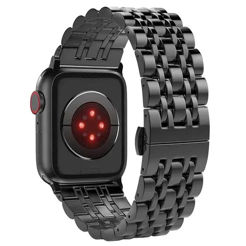 Dual Link Stainless Steel Metal Bracelet Chain for Apple Watch 42 | 44 | 45 | Ultra 49 | 46mm S10 42 | 44 | 45 | Ultra 49 | 46mm S10 glossy-black Straps & Bands