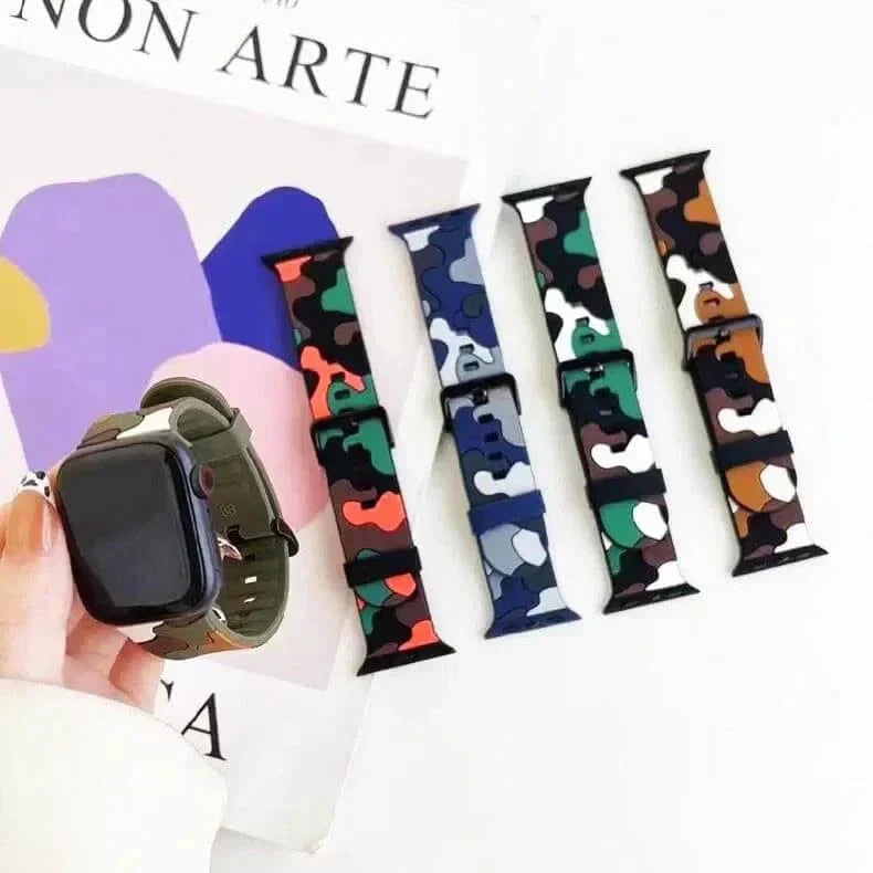 Camo Soft Silicone Band for Apple Watch 42 | 44 | 45 | Ultra 49 | 46mm S10 Straps & Bands