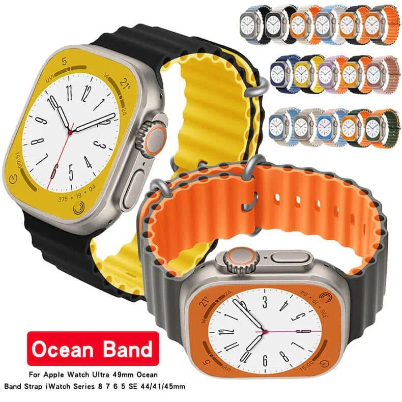 Dual Color Ocean Silicone Band for Apple Watch 42 | 44 | 45 | Ultra 49 | 46mm S10 Straps & Bands