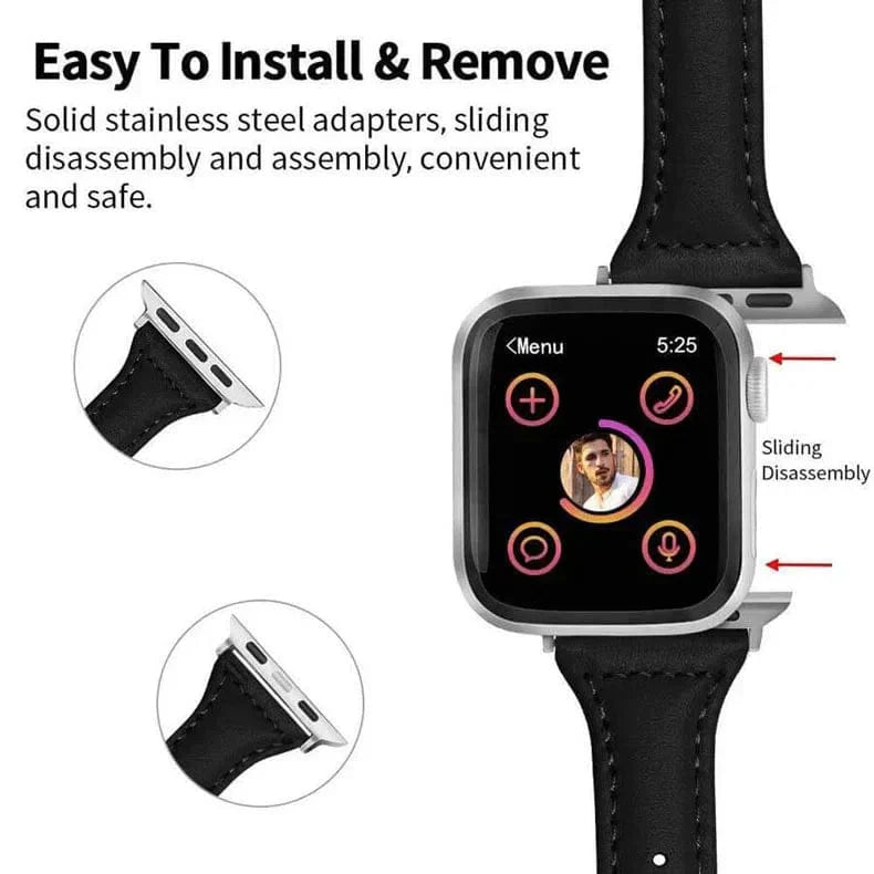 Slim Classic Leather Texture Band for Apple Watch 38 | 40 | 41 | 42mm S10 Straps & Bands