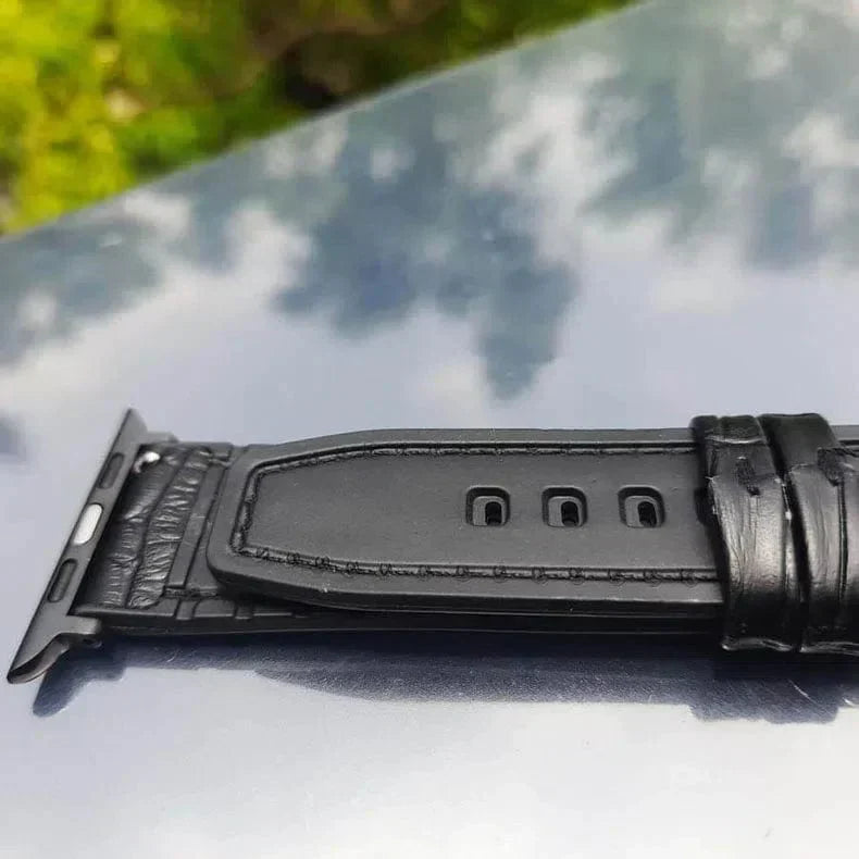 Crocodile Leather Texture Red Thread Silicone Band for Apple Watch 38 | 40 | 41 | 42mm S10 Straps & Bands