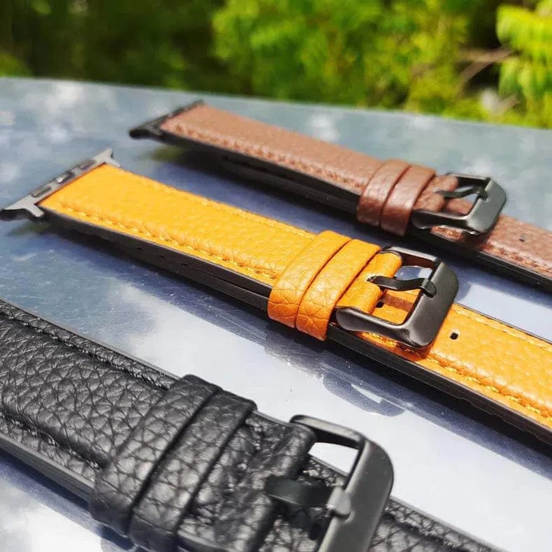 Grainy Leather Texture Silicone Band for Apple Watch 42 | 44 | 45 | Ultra 49 | 46mm S10 Straps & Bands