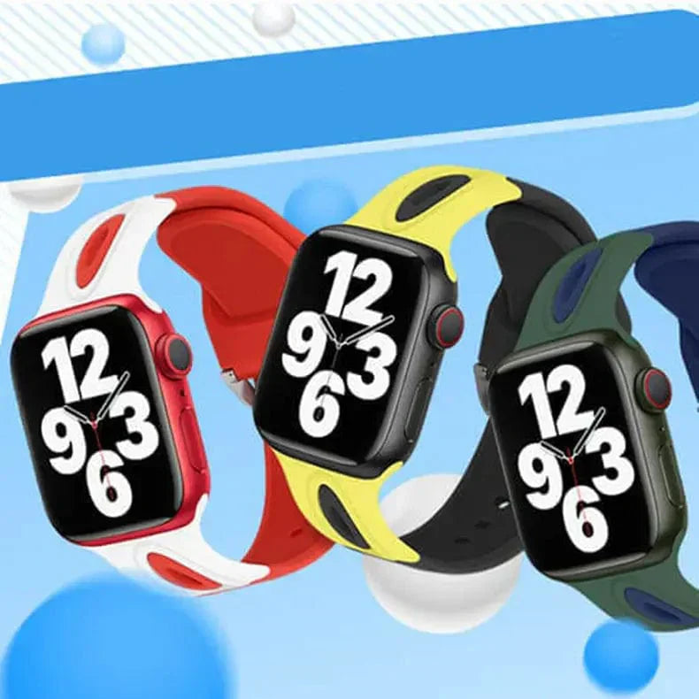 Dual Color Silicone Sport Band for Apple Watch 38 | 40 | 41 | 42mm S10 Straps & Bands