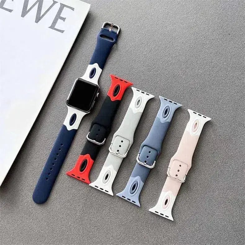 Dual Color Silicone Sport Band for Apple Watch 42 | 44 | 45 | Ultra 49 | 46mm S10 Straps & Bands
