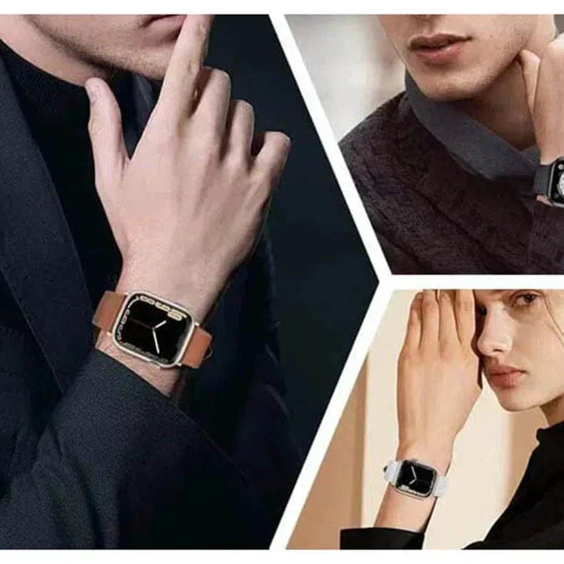 Leather Texture Silicone Band for Apple Watch 42 | 44 | 45 | Ultra 49 | 46mm S10 Straps & Bands
