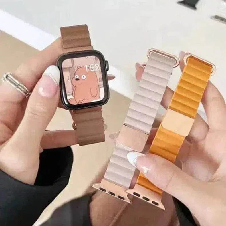 Magnetic Leather Texture Band for Apple Watch 42 | 44 | 45 | Ultra 49 | 46mm S10 Straps & Bands