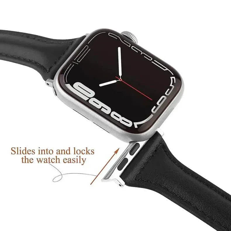 Slim Classic Leather Texture Band for Apple Watch 38 | 40 | 41 | 42mm S10 Straps & Bands