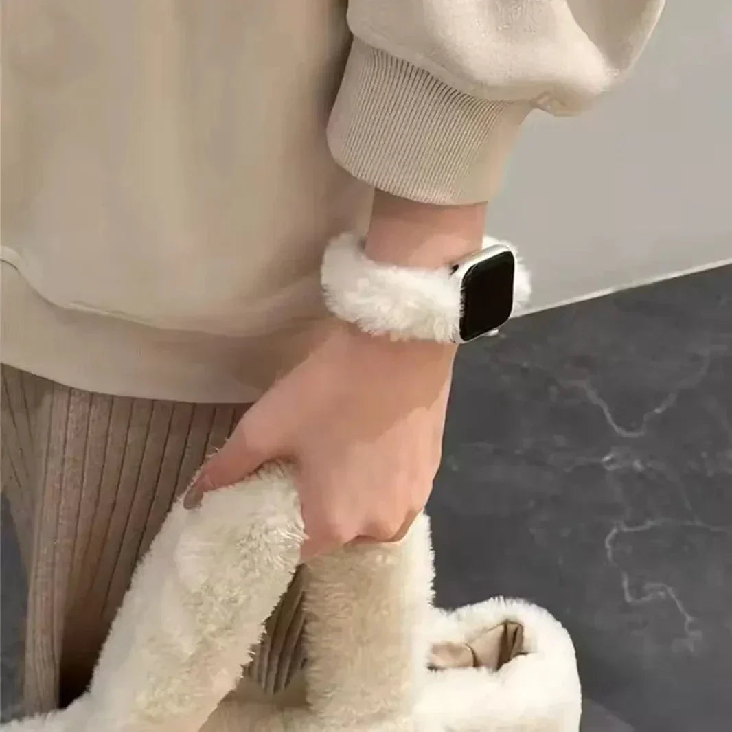 Fluffy Furry Elastic Band for Apple Watch 38 | 40 | 41 | 42mm S10 Straps & Bands