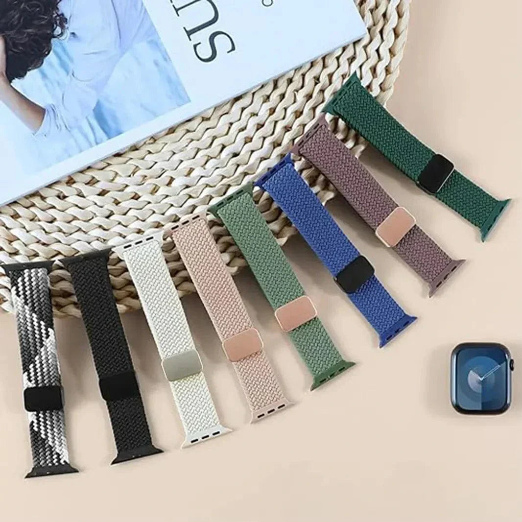 Braided Adjuctable Magnetic Buckle Band for Apple Watch 42 | 44 | 45 | Ultra 49 | 46mm S10 Straps & Bands