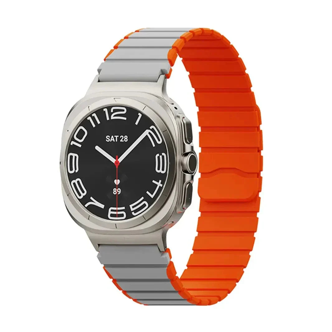 Dual Shade Silicone Soft Sports Band for Samsung Watch Ultra 47mm Watch Ultra 47mm grey-orange Straps & Bands
