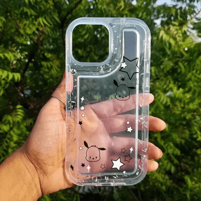 Teddy Bear Print Silver Glitter Foil Clear Soft Case for iPhone 13 Pro Max