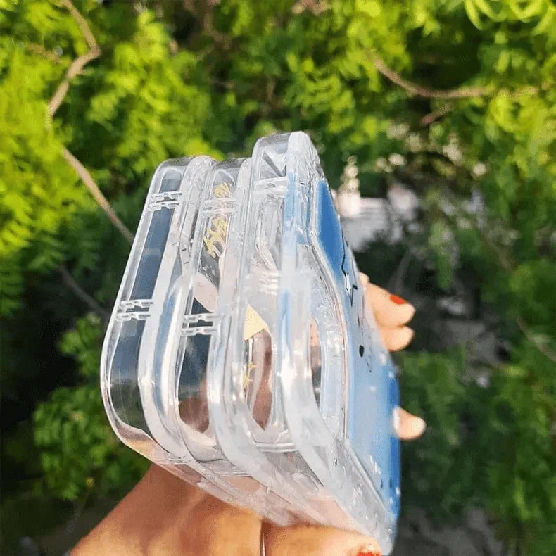 Teddy Bear Print Silver Glitter Foil Clear Soft Case for iPhone 14