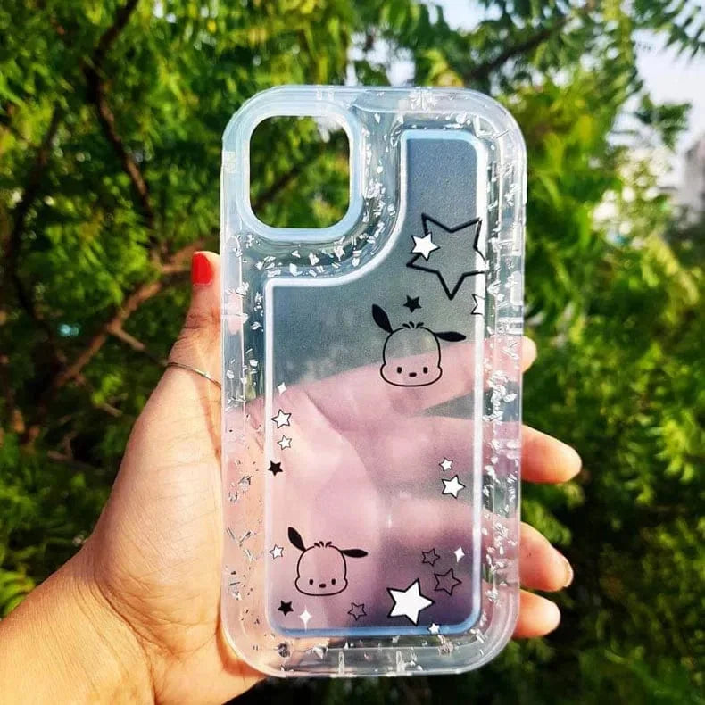 Teddy Bear Print Silver Glitter Foil Clear Soft Case for iPhone 14 Pro Max