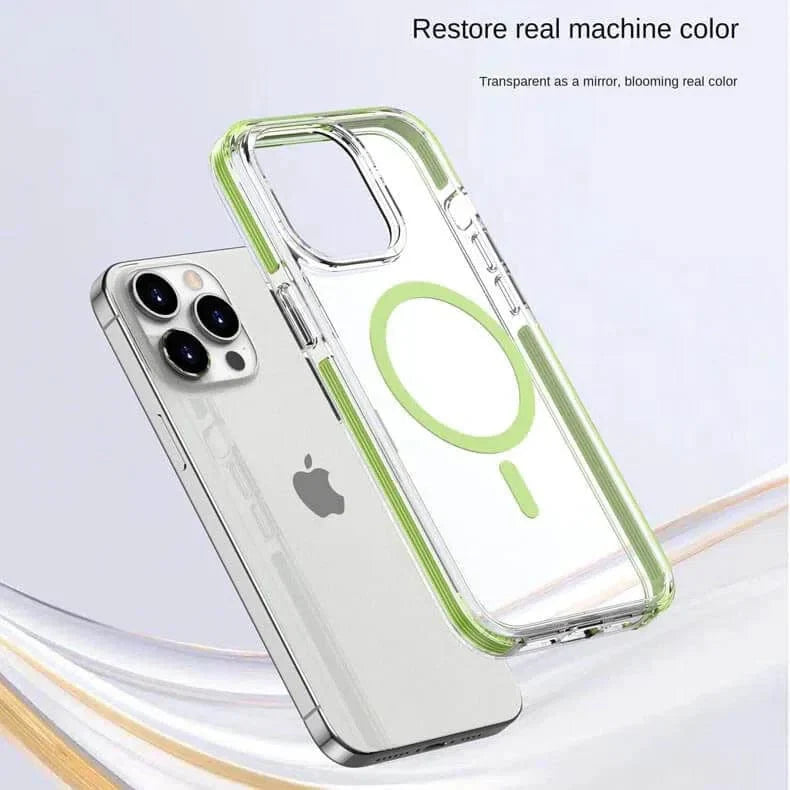 TPU + PC Magnetic MagSafe Transparent Hard Phone Back Case for Apple iPhone