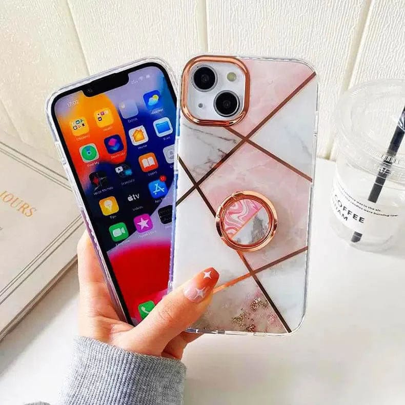 TPU Soft Edge Glossy Marble Texture Case for iPhone Back Cases