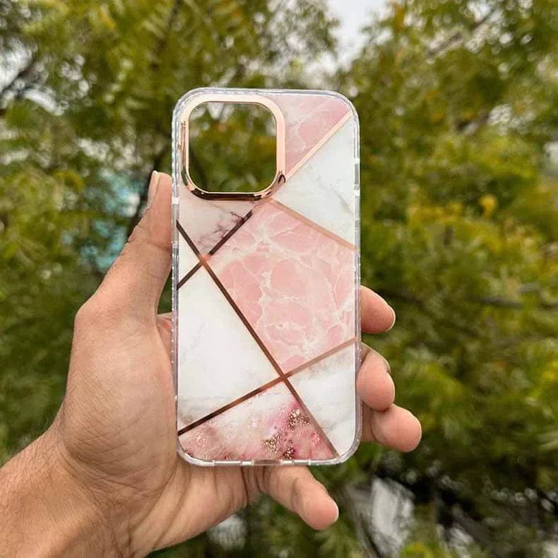 TPU Soft Edge Glossy Marble Texture Case for iPhone X | Xs iPhone X | Xs Peach Without Kickstand Back Cases