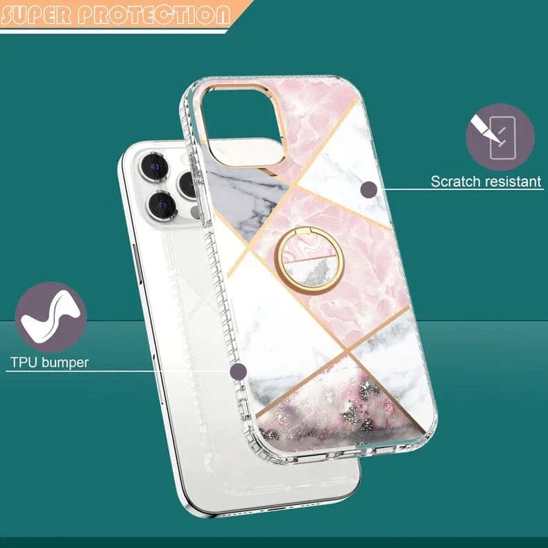 TPU Soft Edge Glossy Marble Texture Case for iPhone Back Cases