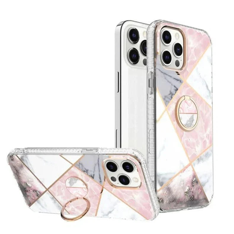 TPU Soft Edge Glossy Marble Texture Hard Phone Back Case for Apple iPhone