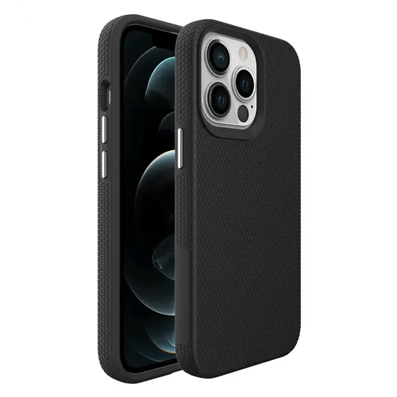 Triangle Texture Grip Shockproof Case with Dual Layer Protection Case for iPhone Back Cases iPhone 15 Pro Max / Black