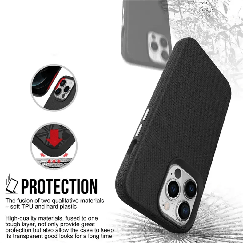 Triangle Texture Grip Shockproof Case with Dual Layer Protection Case for iPhone Back Cases