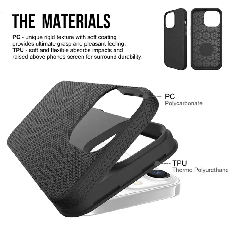 Triangle Texture Grip Shockproof Case with Dual Layer Protection Case for iPhone Back Cases