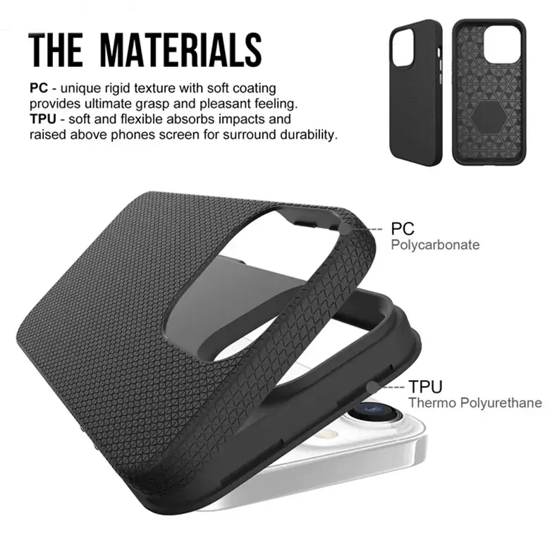 Triangle Texture Grip Shockproof Case with Dual Layer Protection Phone Back Case Cover for Apple iPhone