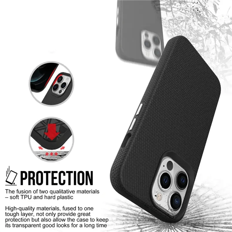 Triangle Texture Grip Shockproof Case with Dual Layer Protection Phone Back Case Cover for Apple iPhone