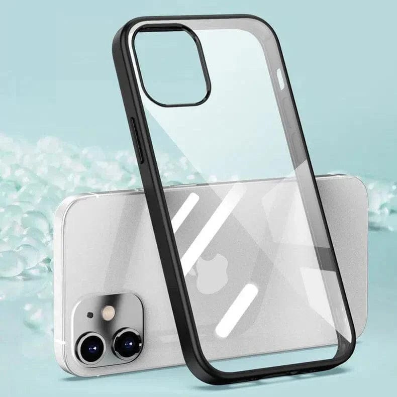 Ultra Crystal Clear Matte Bumper Case for iPhone Back Cases iPhone 12 | 12 Pro / Black